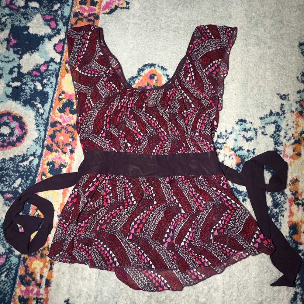 Odille Purple and Red Silk Top